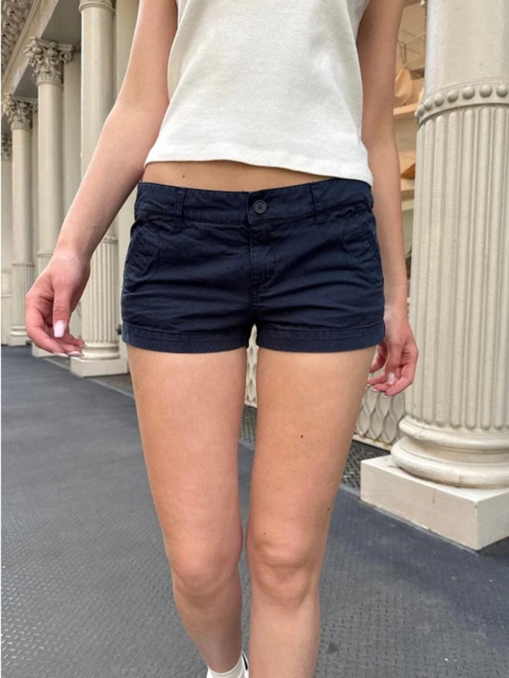 Brandy Melville Navy Mid-Rise Cotton Shorties
